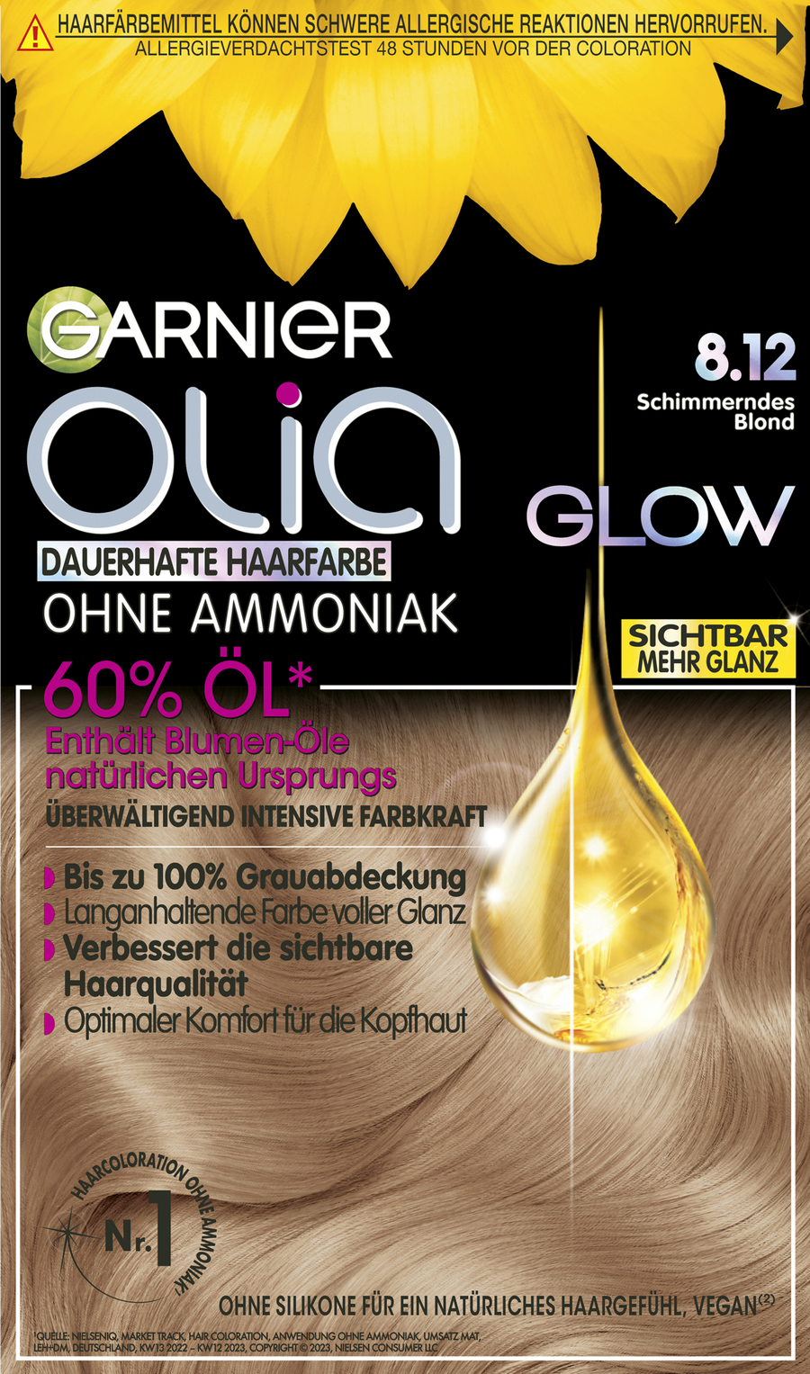 

Краска для волос Garnier Olia Glow Dauerhafte Haarfarbe 8.12 Schimmerndes Blond