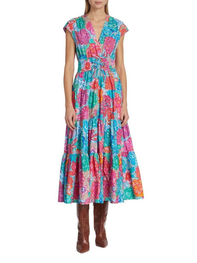 

Платье миди со сборками Fatima Derek Lam, цвет Blue Multi