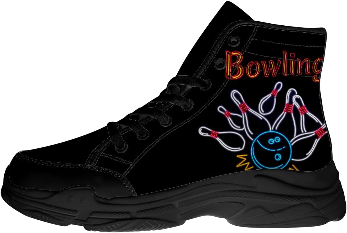 

Кроссовки Quorax для мужчин и женщин с высоким верхом для боулинга, на шнуровке, из холста, подарок для него и для нее, черный