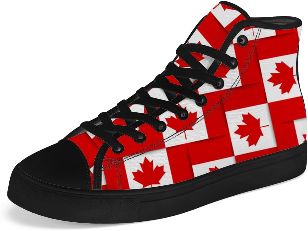 

Кеды на высокой подошве chebing для мужчин и женщин с флагом Канады, кеды с канадским флагом, шнуровка, повседневная обувь, красный