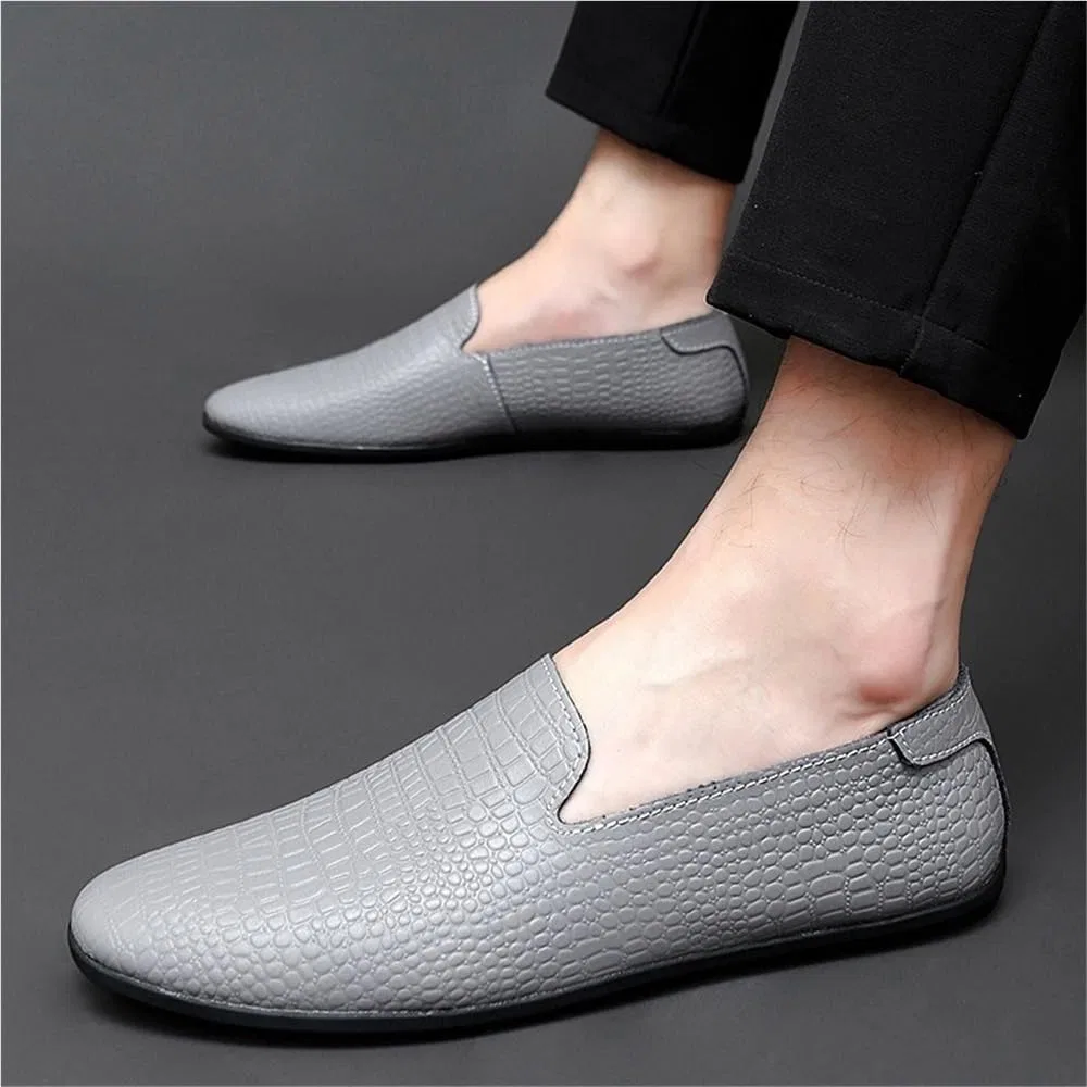 Мокасины с крокодиловым принтом, Mens, серый DHFIRUFSHLO — фото 3
