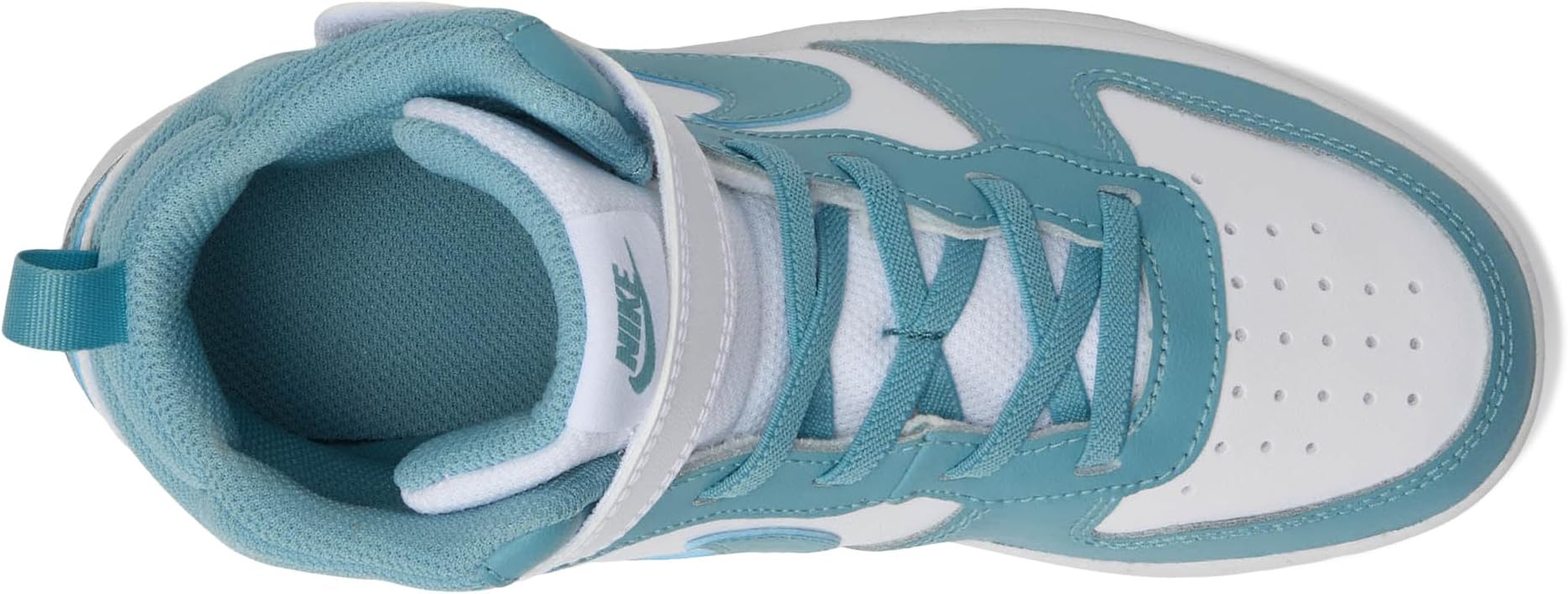 Кроссовки Nike Kids Court Borough Mid 2, цвет White/Denim Turquoise — фото 2