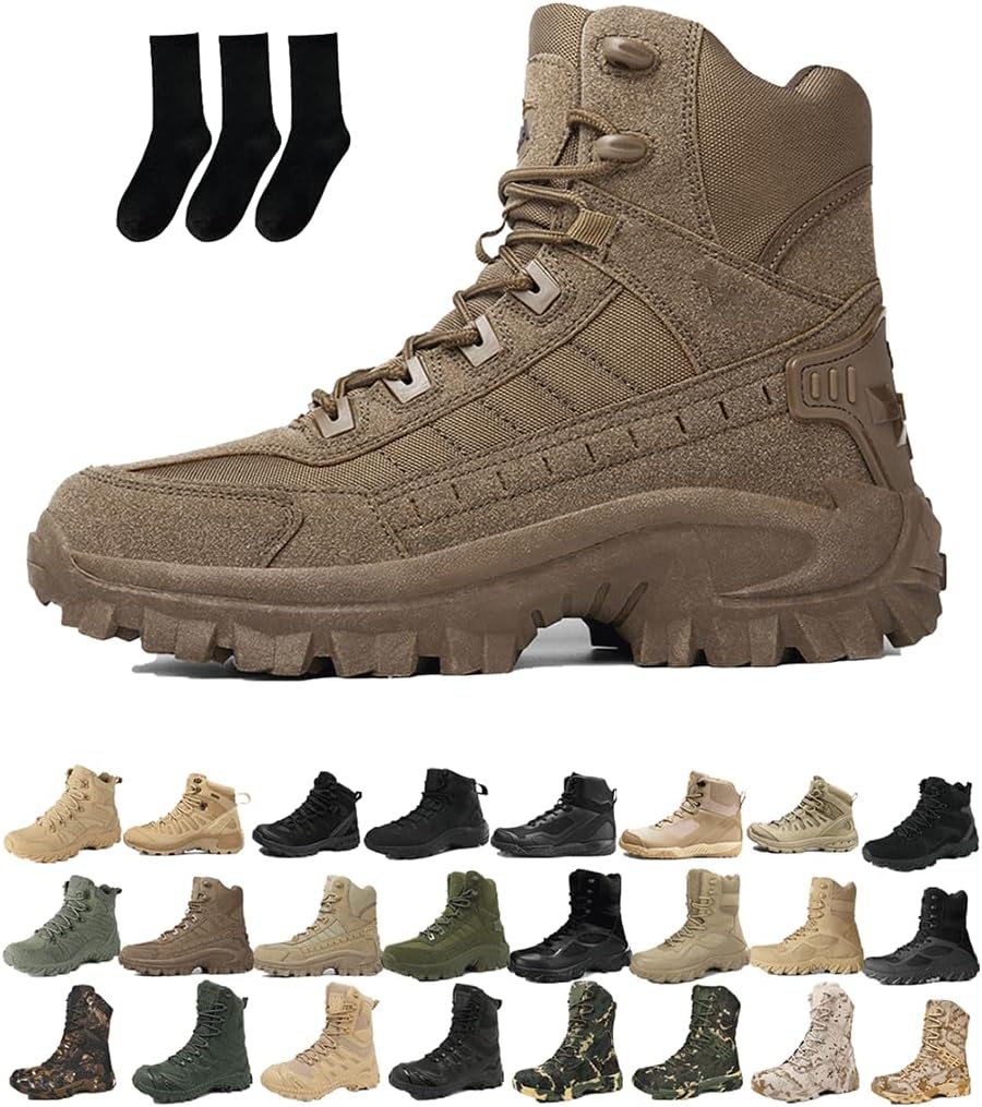 

Мужские водонепроницаемые ботинки для улицы с боковой молнией, легкие, с ортопедической поддержкой, антипрокольные, для работы на открытом воздухе, кемпинга и работы Generic, коричневый