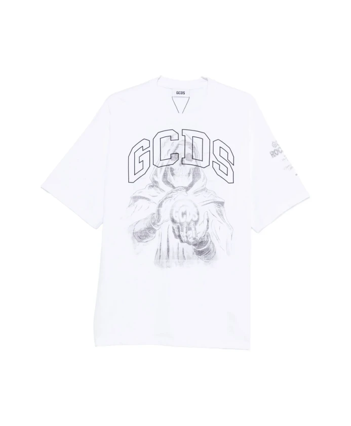 

Белая футболка с графическим принтом и круглым вырезом Gcds, белый