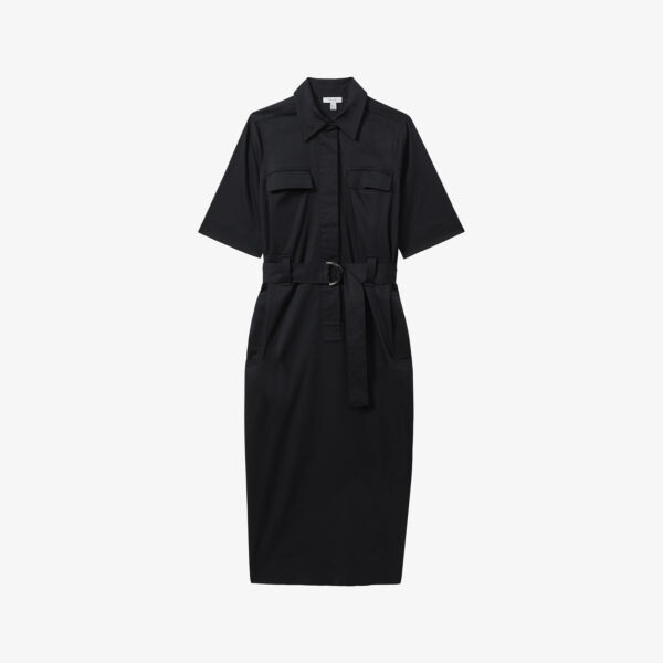 

Платье миди Aimie из эластичной хлопковой смеси Reiss, черный