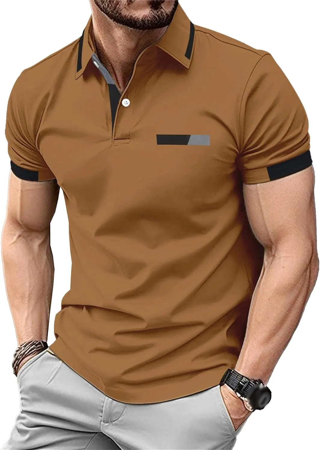 

Мужская футболка Polo с принтом и карманом, Loose, летняя Zylphorix