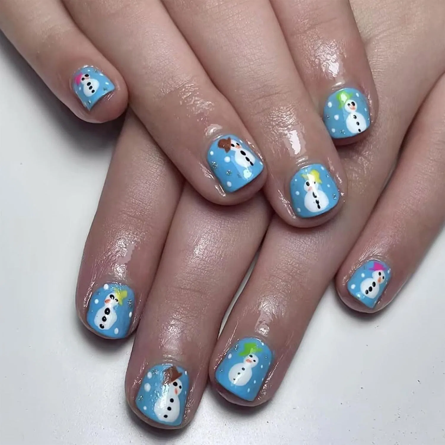Накладные ногти зимние, короткие, квадратные, 24 шт. Hnsdsvcd