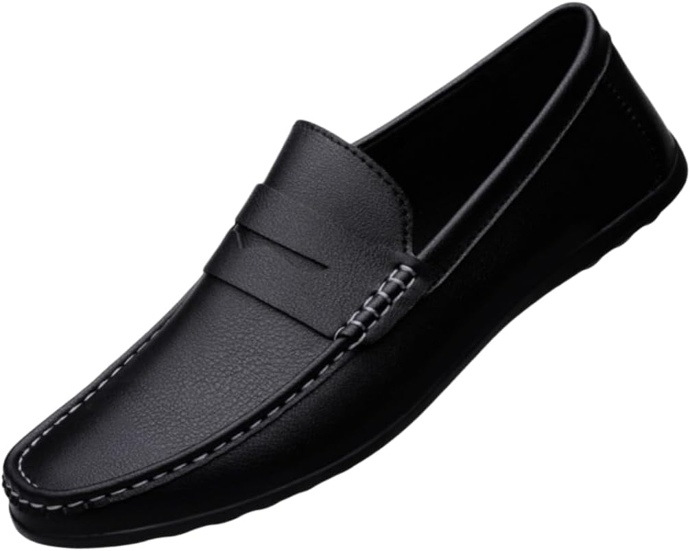 

Мужские лоферы однотонного цвета в винтажном стиле, удобные и мягкие мужские туфли с резиновой подошвой, подходят для офиса, деловых встреч и повседневной носки Hoalox, черный