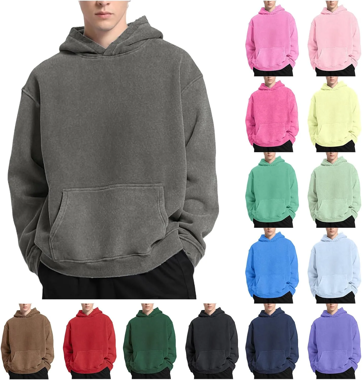 

Wankang худи с эффектом кислотной стирки для мужчин, оверсайз, винтаж