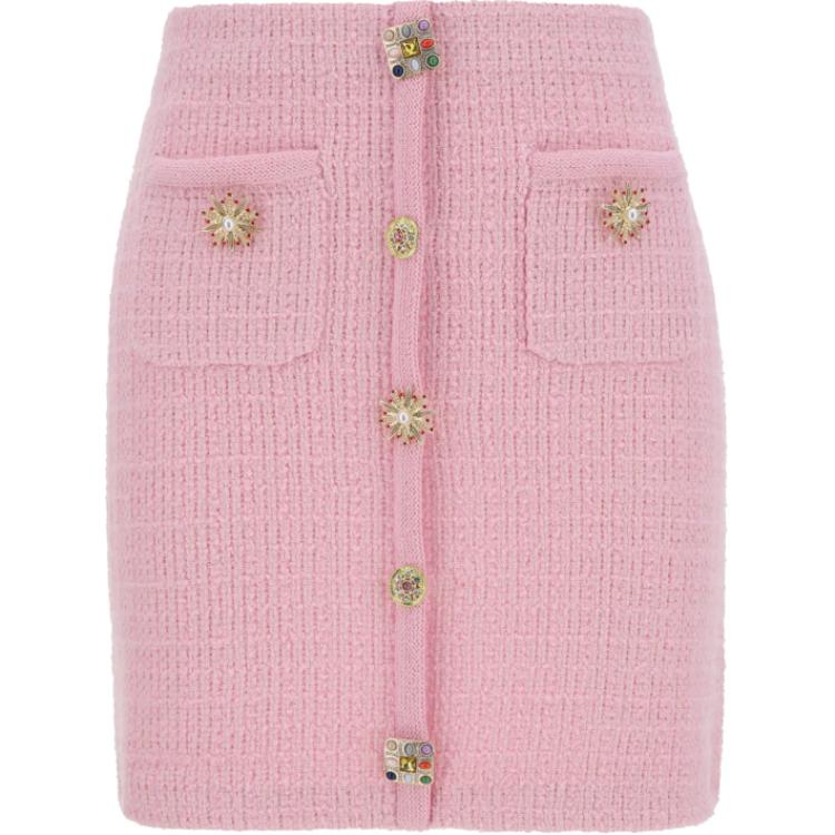 

Ювелирные пуговицы вязаная мини-юбка Self-portrait, розовый