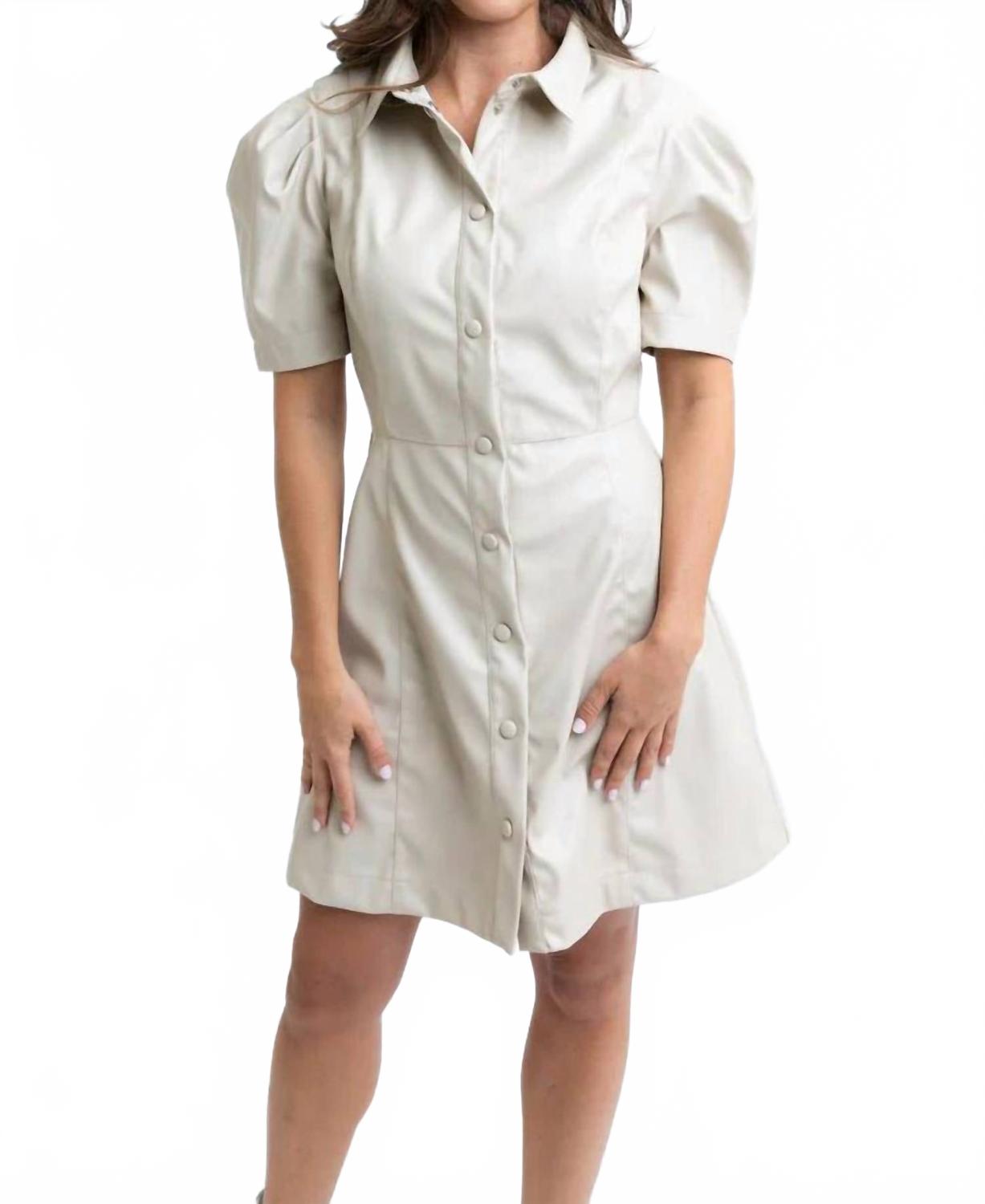 

Платье из цельной кожи с пуговицами цвета слоновой кости Karlie, слоновая кость