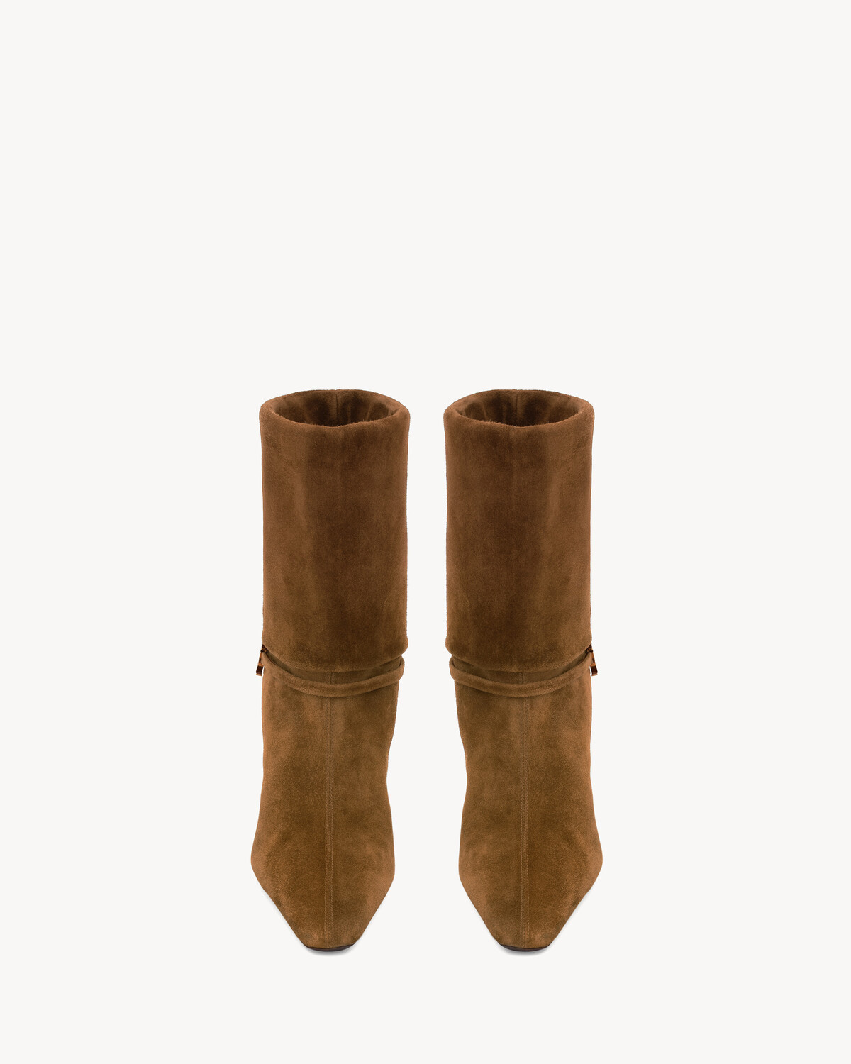 Ботильоны NIKI из замши Saint Laurent, коричневый — фото 2