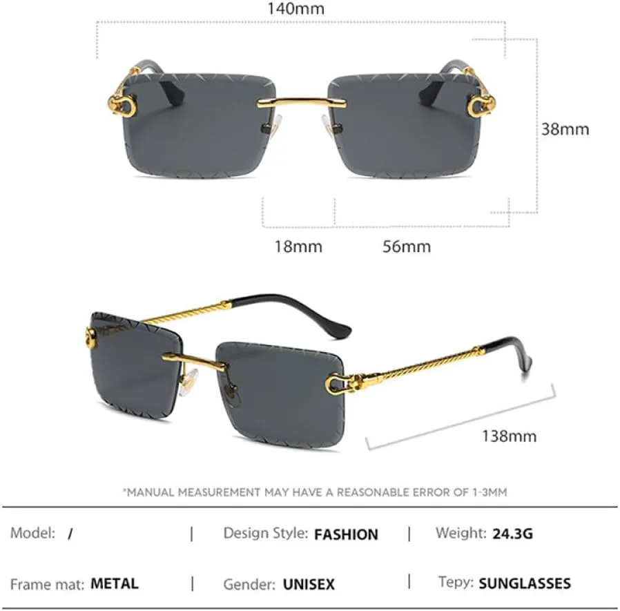 

Солнцезащитные очки MUTYNE без оправы для мужчин, металлические, сине-зеленые, мужские квадратные солнцезащитные очки для женщин, без оправы, Gold With Black