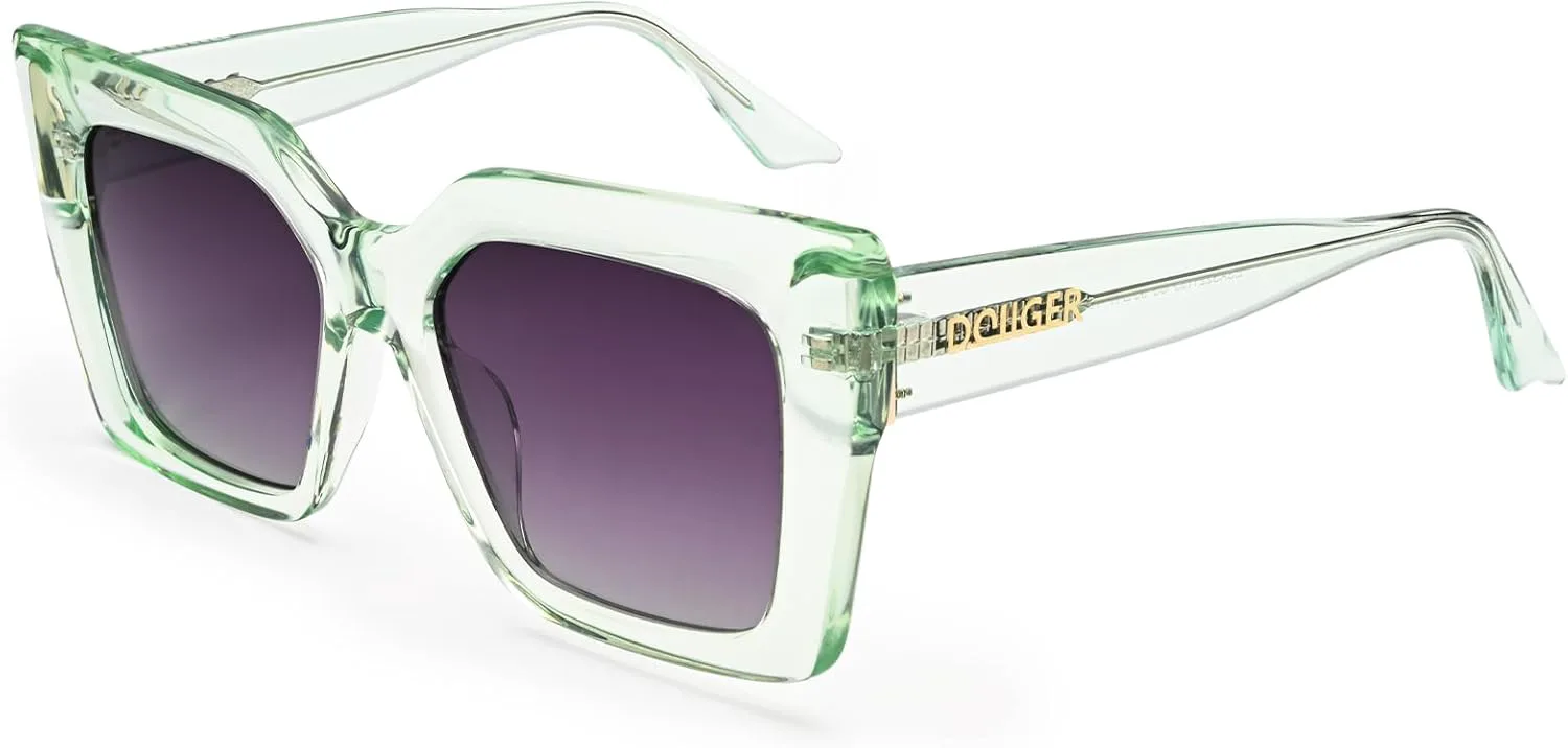 

Солнцезащитные очки Dollger Retro Acetate квадратной формы для женщин, винтажные, модные, дизайнерские, стильные, для мужчин, 2025 год, Green Frame Purple Grey Lens