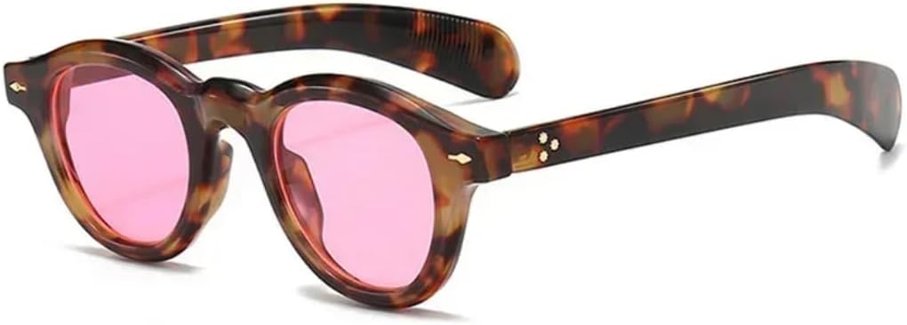 

Винтажные овальные солнцезащитные очки для женщин, модные, с прозрачными линзами цвета океана, зеленые, с защитой от УФ-излучения UV400; для мужчин, модные, с заклепками, круглые UUPTTPL, Leopard Pink