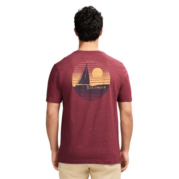

Мужская футболка с принтом Saltwater Soft Wash Izod, цвет maroon sailboat