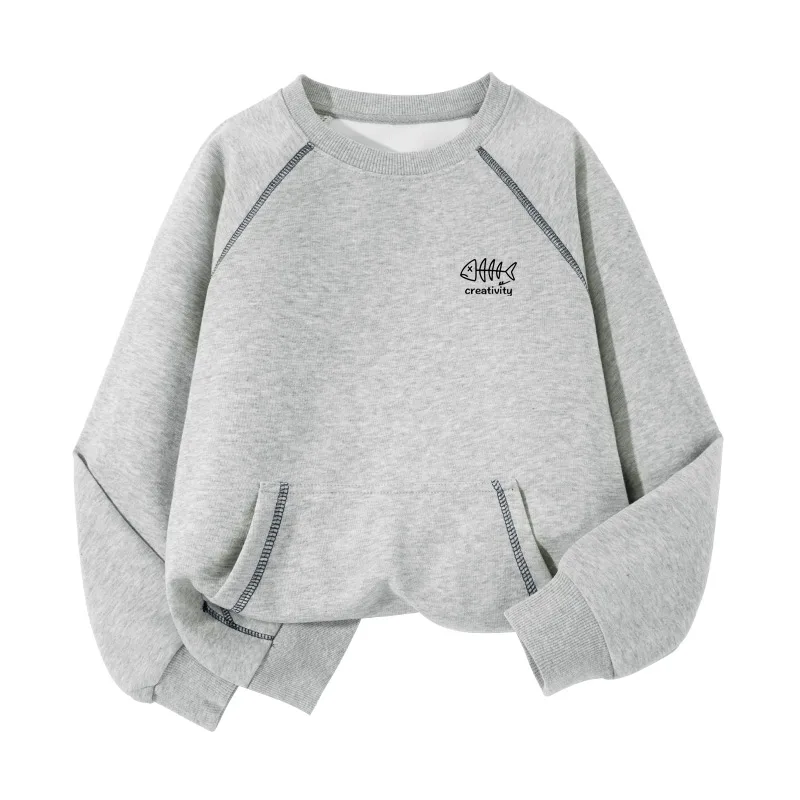 Детский свитшот с круглым вырезом WARRIOR, Gray/H Fishbone Silicone K