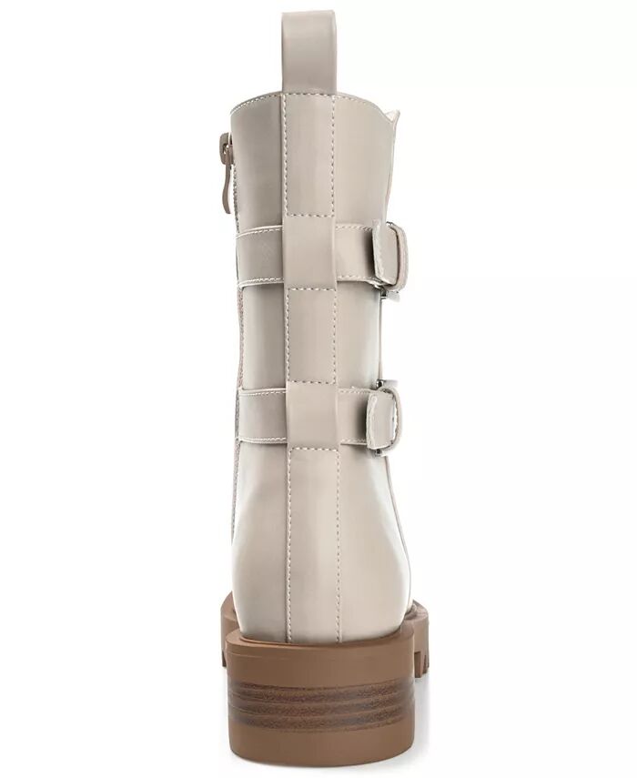 Женские байкерские ботинки Yasmine Lug Sole Mid Shaft Journee Collection, коричневый/бежевый — фото 3