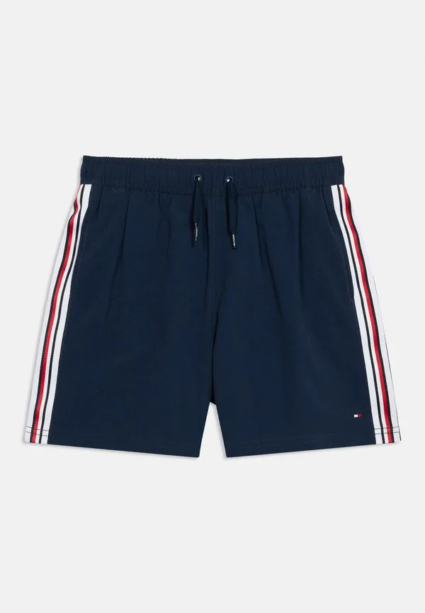 Плавки средней длины в полоску с глобальным рисунком. Tommy Hilfiger, Dark Night Navy