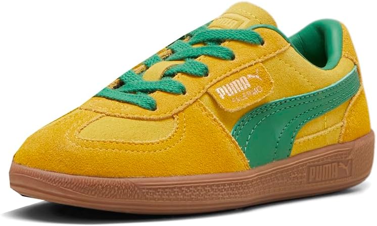 Кроссовки Puma Palermo для детей (унисекс, маленькие дети), зеленый/желтый — фото 4