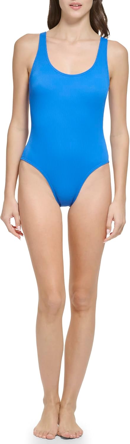 

Классический женский слитный купальник Calvin Klein через плечо, Lapis Blue Rib Logo, Синий, Классический женский слитный купальник Calvin Klein через плечо, Lapis Blue Rib Logo