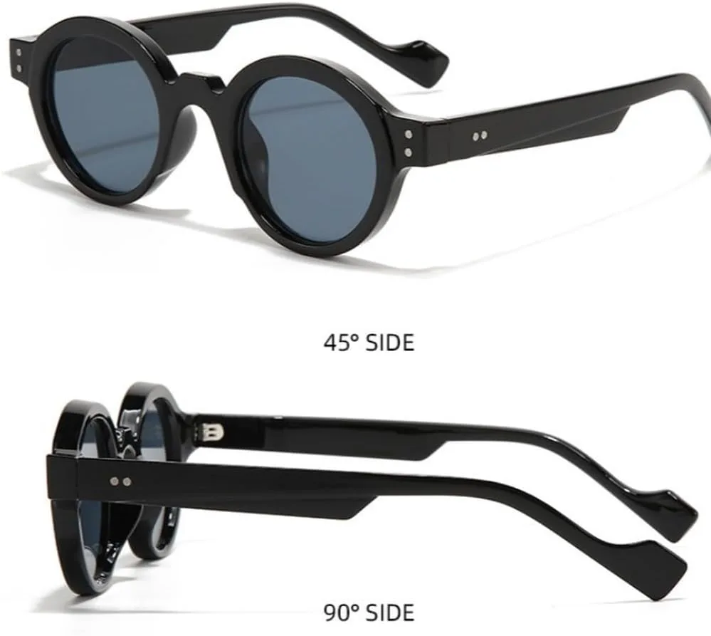 

Мужские круглые солнцезащитные очки в стиле панк, двухцветные, ретро, ​​с заклепками, женские модные солнцезащитные очки с прозрачной оправой GHVWYX, Black