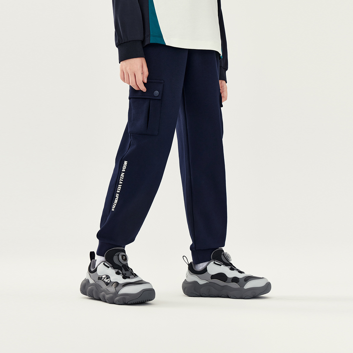 Детские вязаные спортивные штаны Abyss FILA KIDS, синий — фото 4