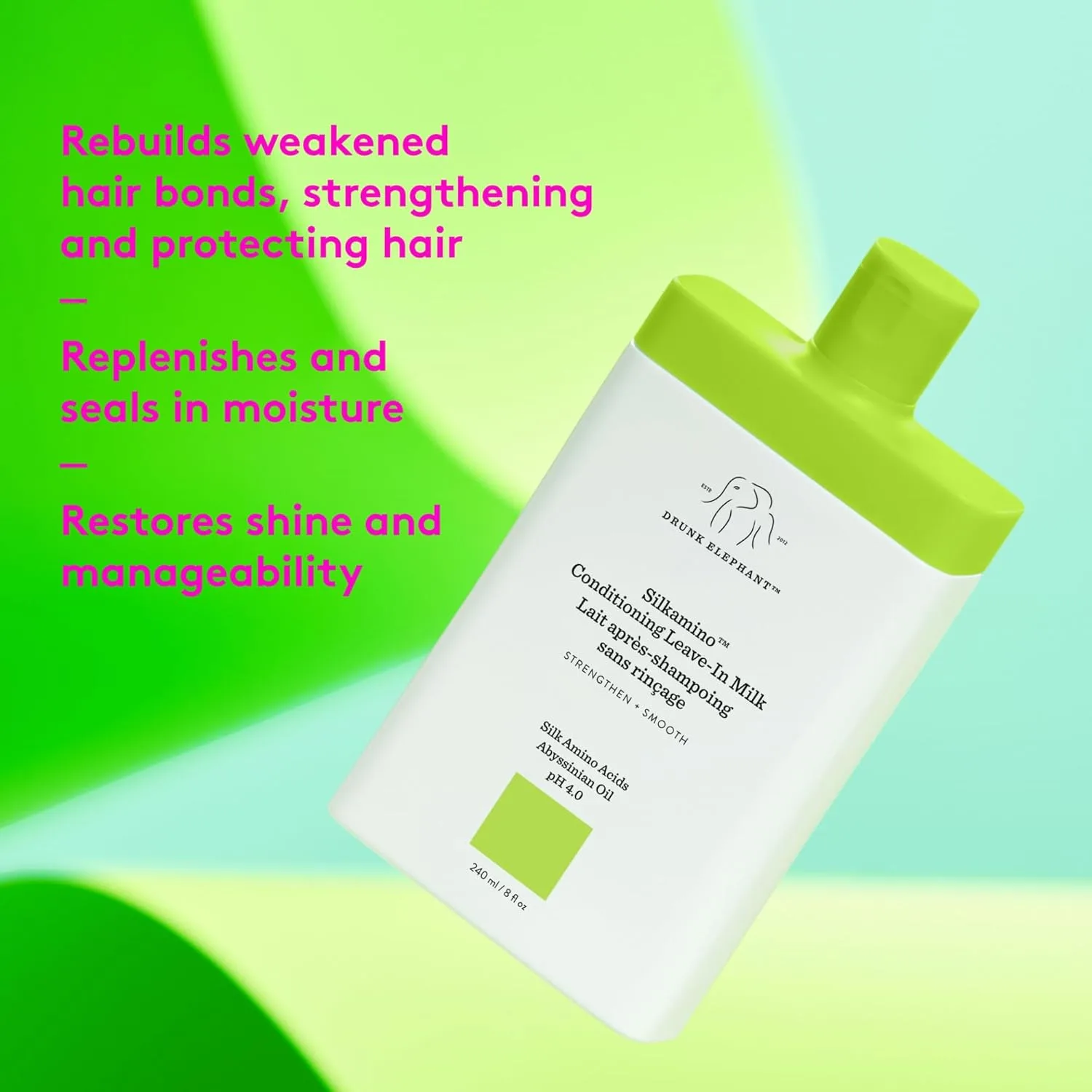 Drunk Elephant Silkamino кондиционер несмываемый молочко 240 мл - Silk Amino Acids, Clean Clinical, без жестокости, тестировано дерматологами, без эфирных масел, силиконов и SLS — фото 2