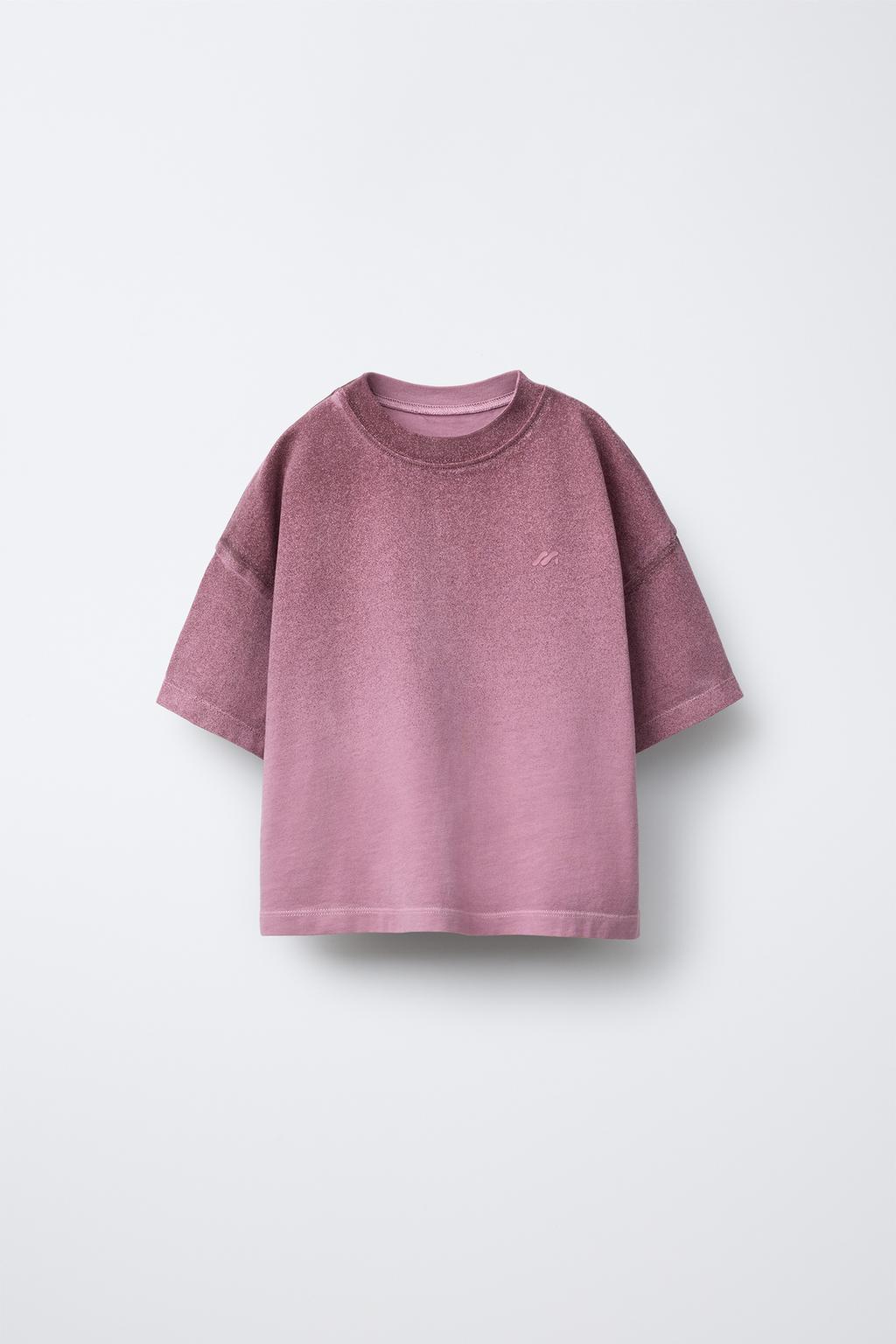 

Футболка с логотипом "краска для одежды" ZARA, цвет Light maroon