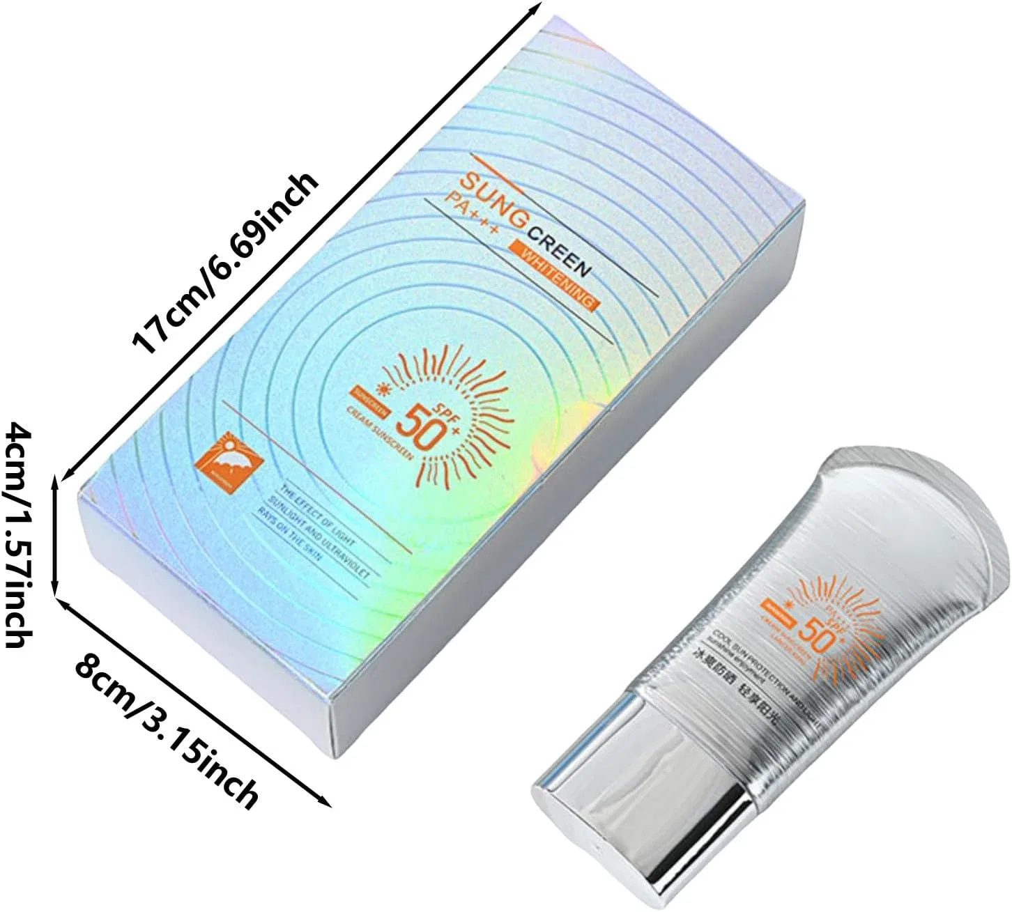 Солнцезащитный лосьон Brightening Silver Tube 50 мл, серебристый, Generic — фото 3