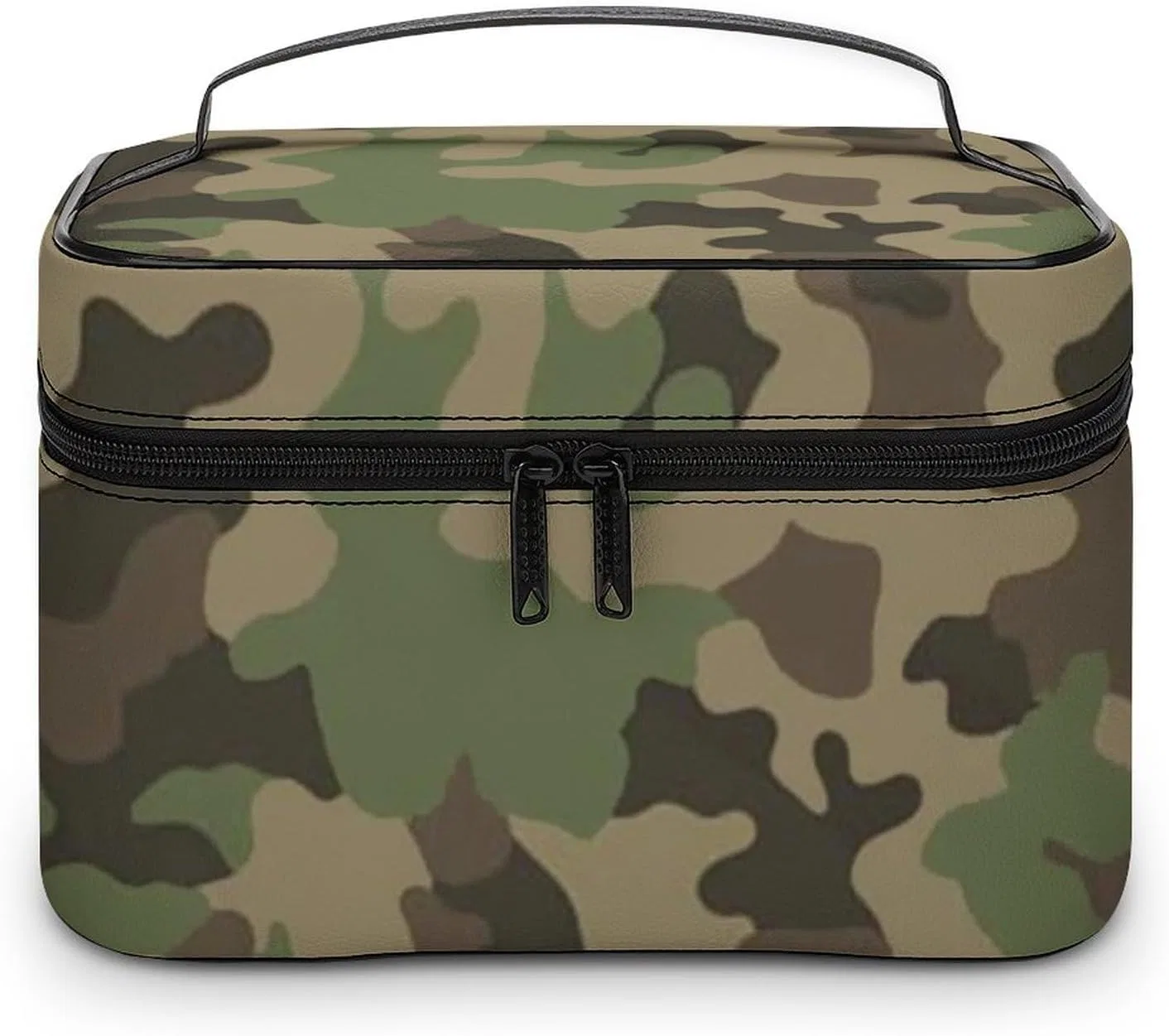 Женская дорожная косметичка с камуфляжным принтом Qjjinxior, Green (Green Camo)