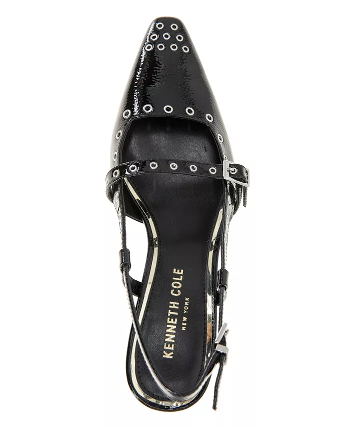 Женские туфли-лодочки Martha Eyelet на низком каблуке Kenneth Cole New York, черный — фото 4