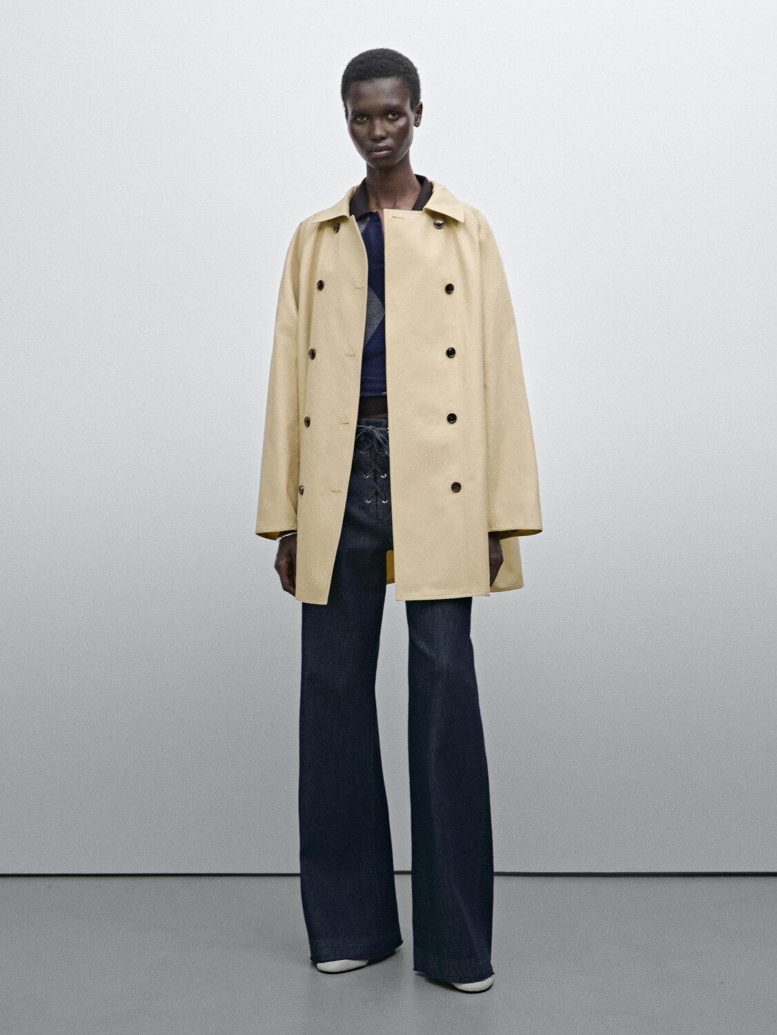 

Пальто из хлопковой смеси Massimo Dutti, бежевый