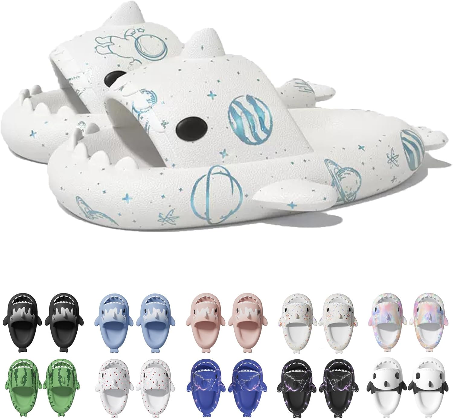 

Сланцы Jfxgjuv Ice Cream с акулой, сланцы с 3D забавными плавниками, унисекс сланцы с облаками и акулой, ЭВА сланцы с открытым носком для душа, бассейна, пляжа, белый