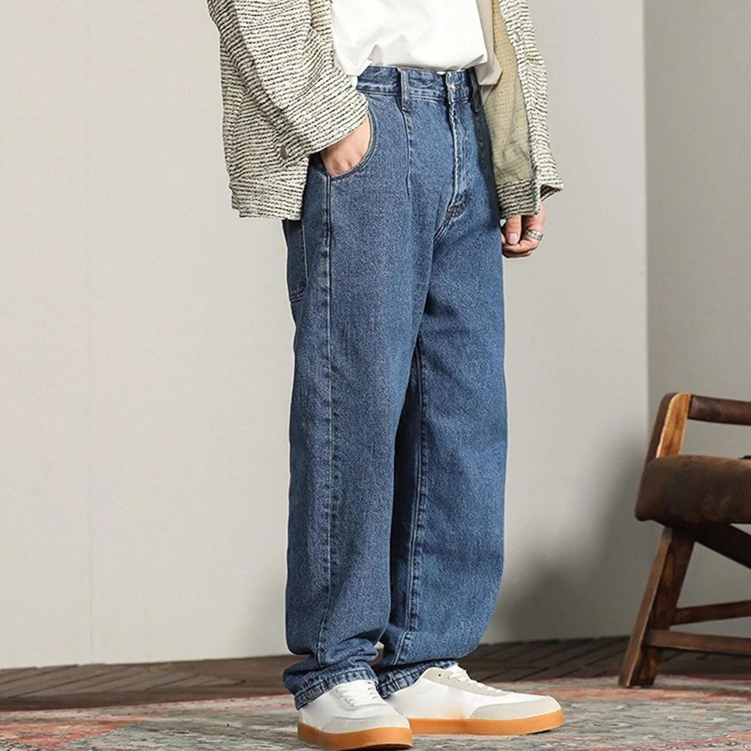 Джинсы свободные Skateboard Denim, синие — фото 2