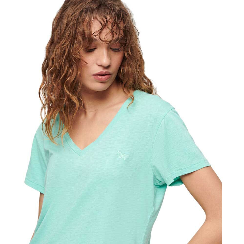 Футболка Superdry Studios Slub Embroidered Vee Short Sleeve V Neck, зеленый — фото 2