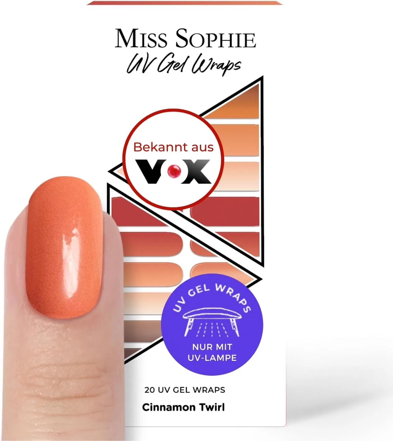 Оригинальные УФ-гель-пленки для ногтей «Cinnamon Twirl UV» от Miss Sophie, 20 полосок Miss Sophie, Cinnamon Twirl