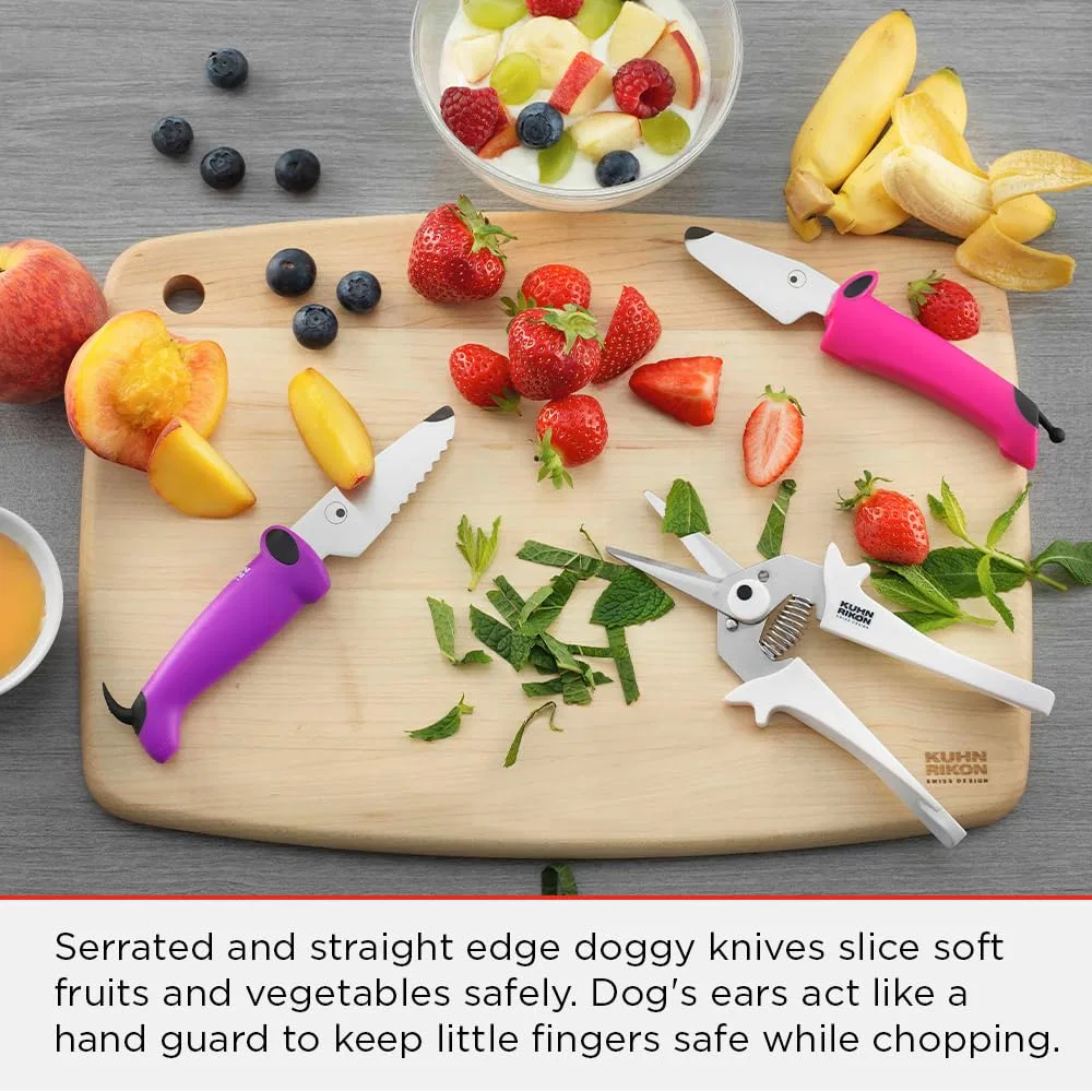 Детский кухонный набор ножей и ножниц «KinderKitchen» розово-фиолетовый от Kuhn Rikon — фото 4