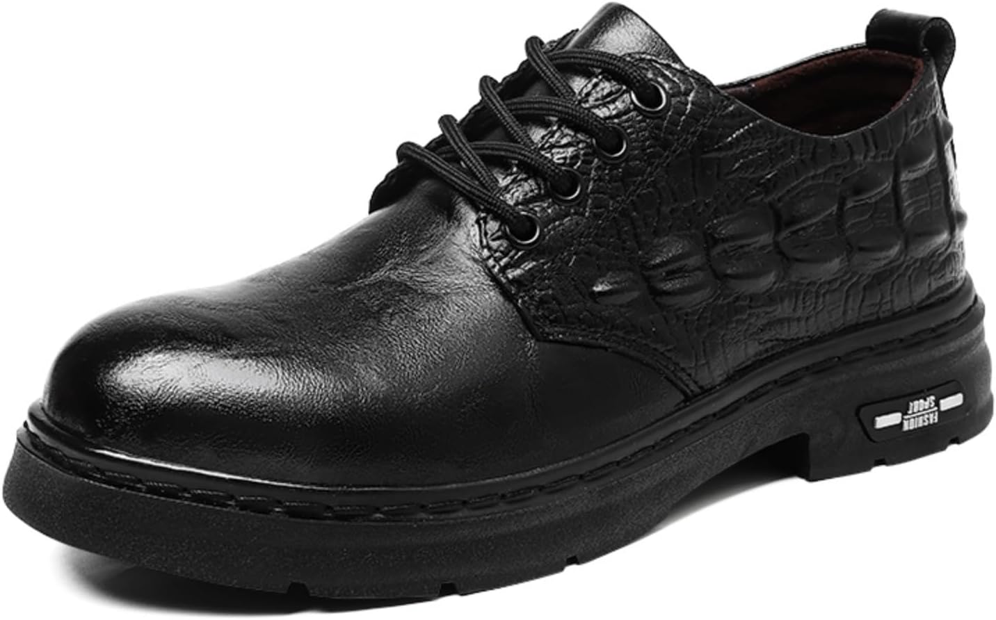 

Мужские оксфорды Croc из тисненой кожи, стильная официальная обувь - модно для деловых встреч, рабочих дней и ежедневных поездок Aokisx, черный
