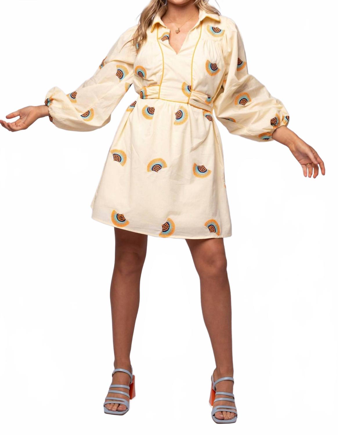 

Вышитое платье с веером в желтом цвете CIEBON