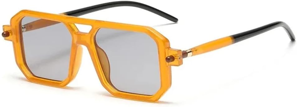 

Солнцезащитные очки в стиле панк с двойной перемычкой, плавным переходом цвета, для мужчин и женщин, с защитой от УФ-излучения UV400, металлическая оправа, для занятий спортом на открытом воздухе и путешествий UYPTK, Orange Gray