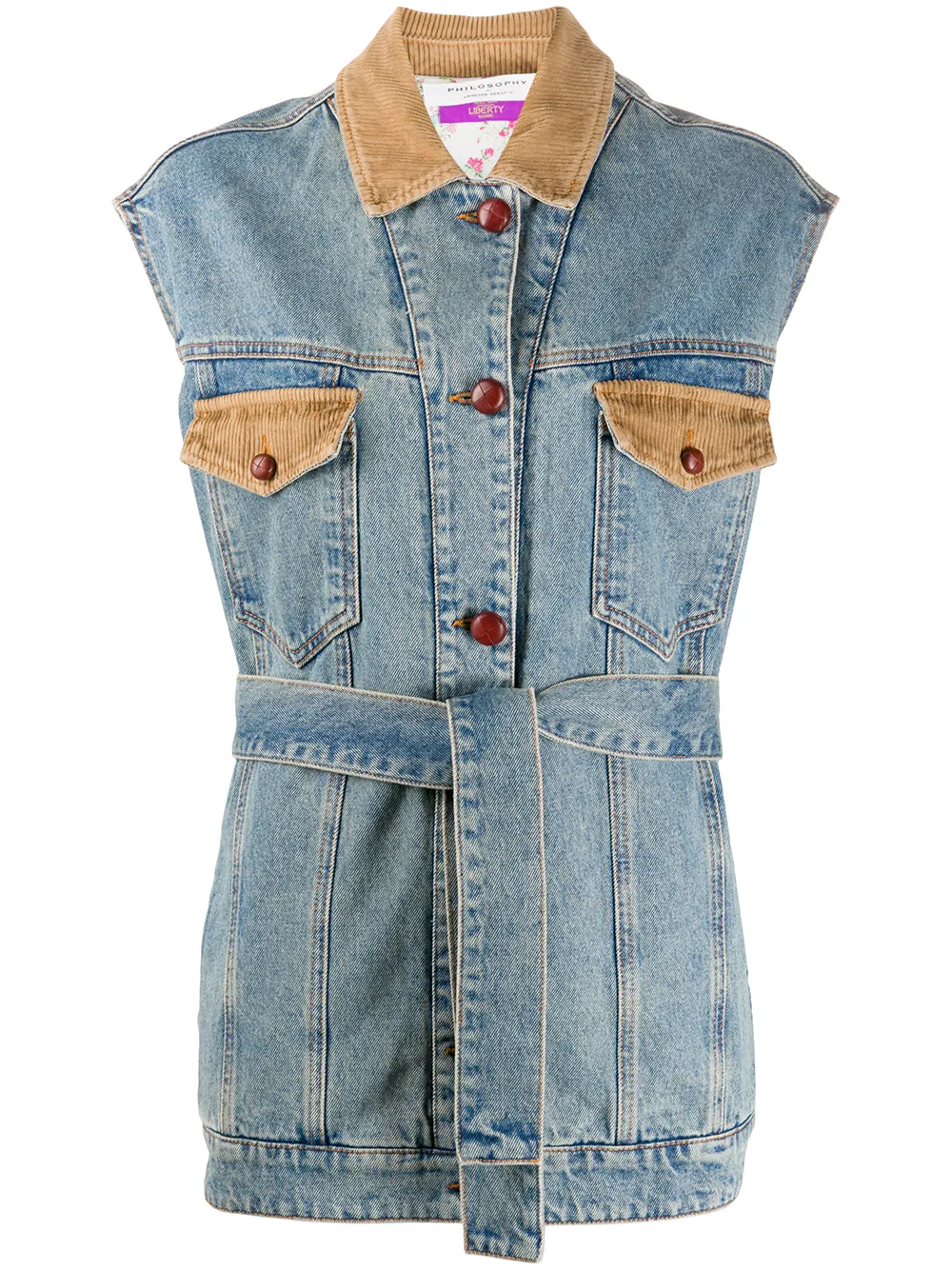 

Куртка без рукавов с вельветовыми вставками Philosophy Di Lorenzo Serafini, синий