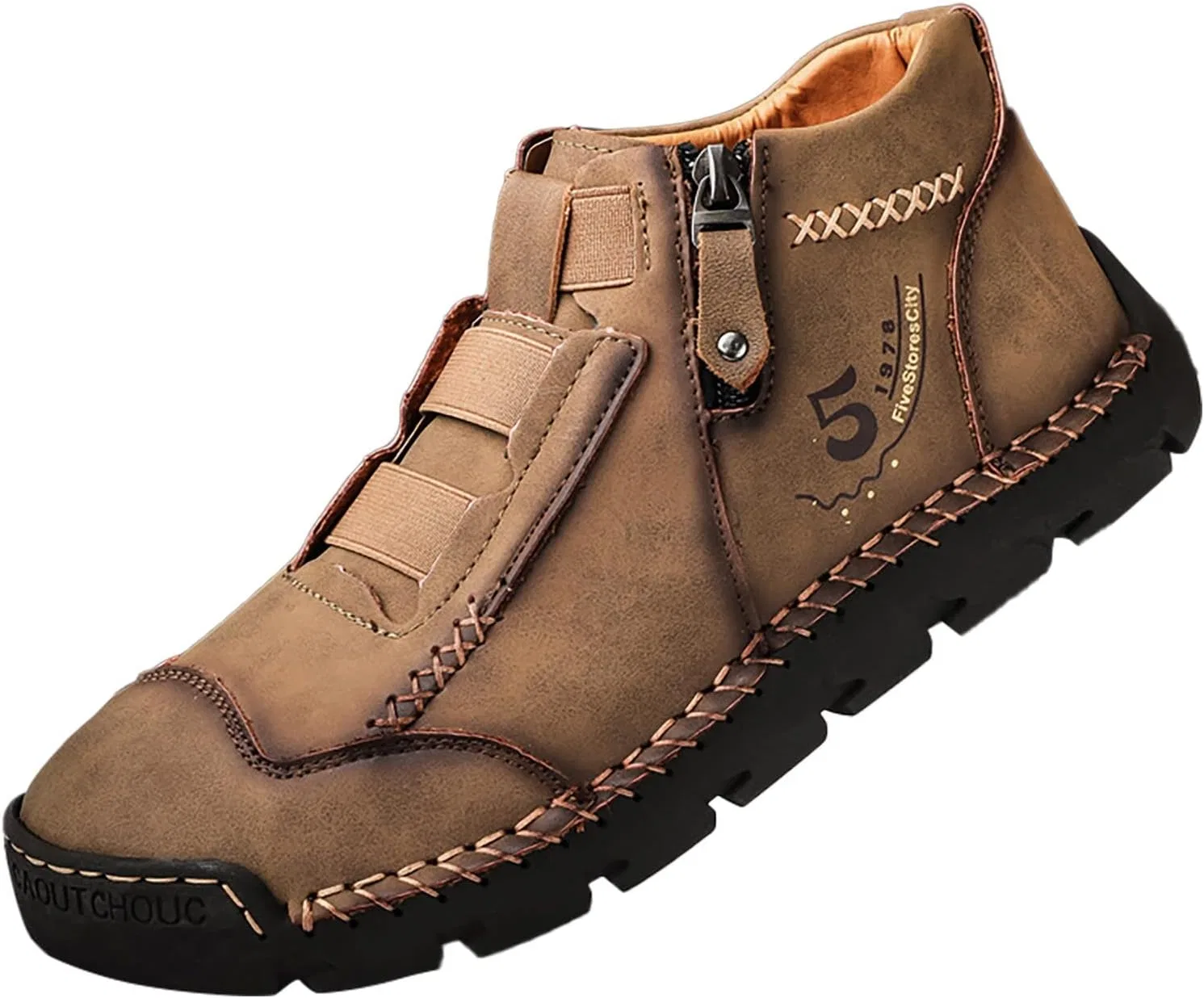 Туфли Shoes Barefoot Shoes Women Men British Large Casual Leather Handmade Foreign Trade Zip Sports Shoes Men Hiking Shoes Size 9 Generic, Khaki