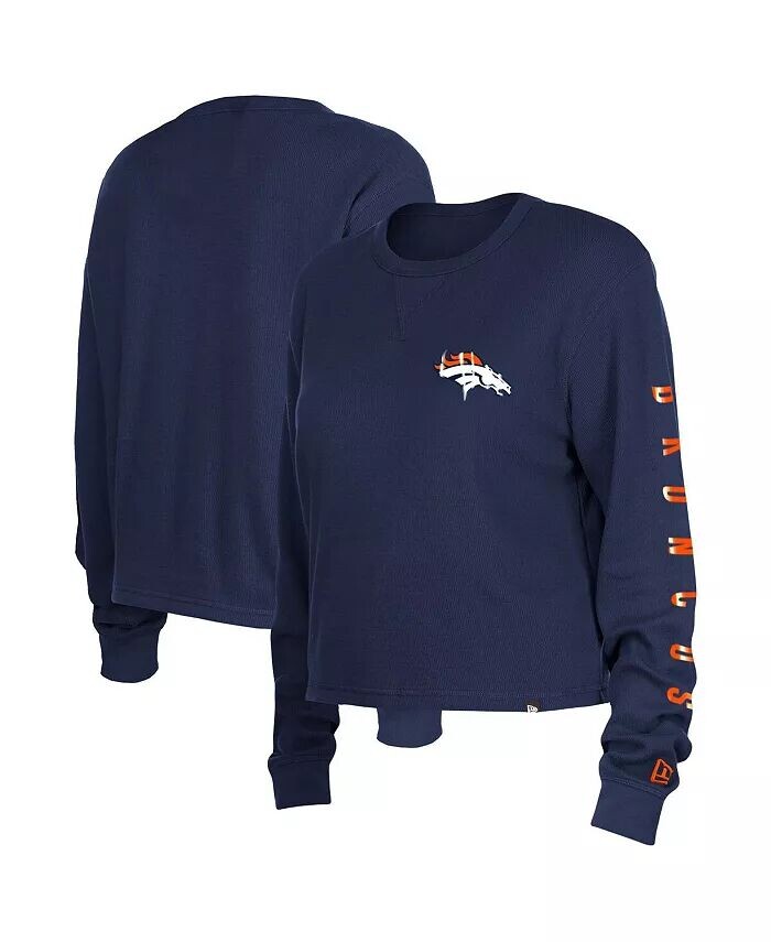 

Женская темно-синяя термоукороченная футболка Denver Broncos с длинным рукавом New Era