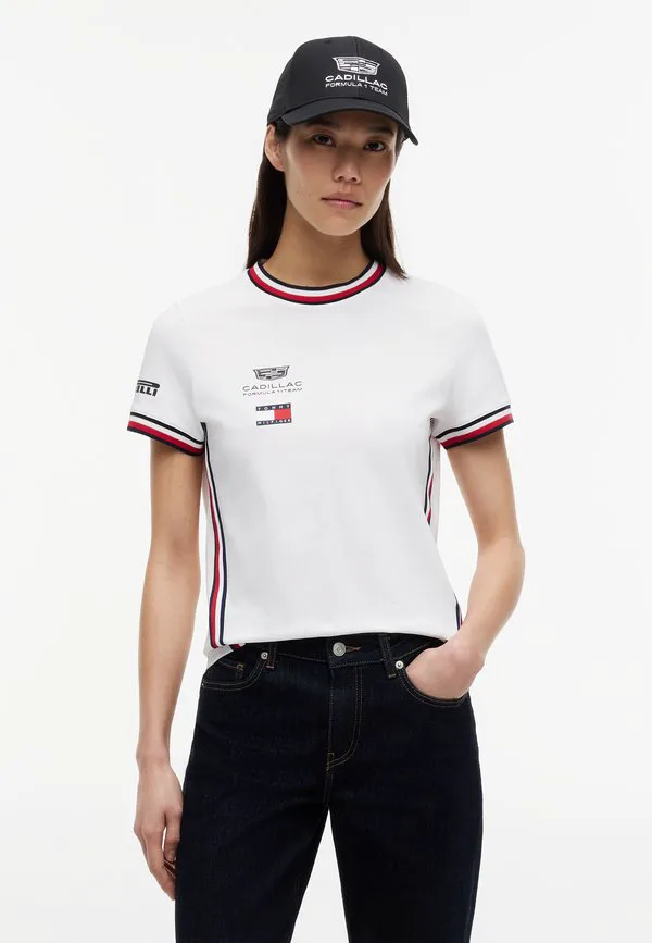 Футболка-Реплика cadillac formula 1 с принтом, укороченная. Tommy Hilfiger, White — фото 3