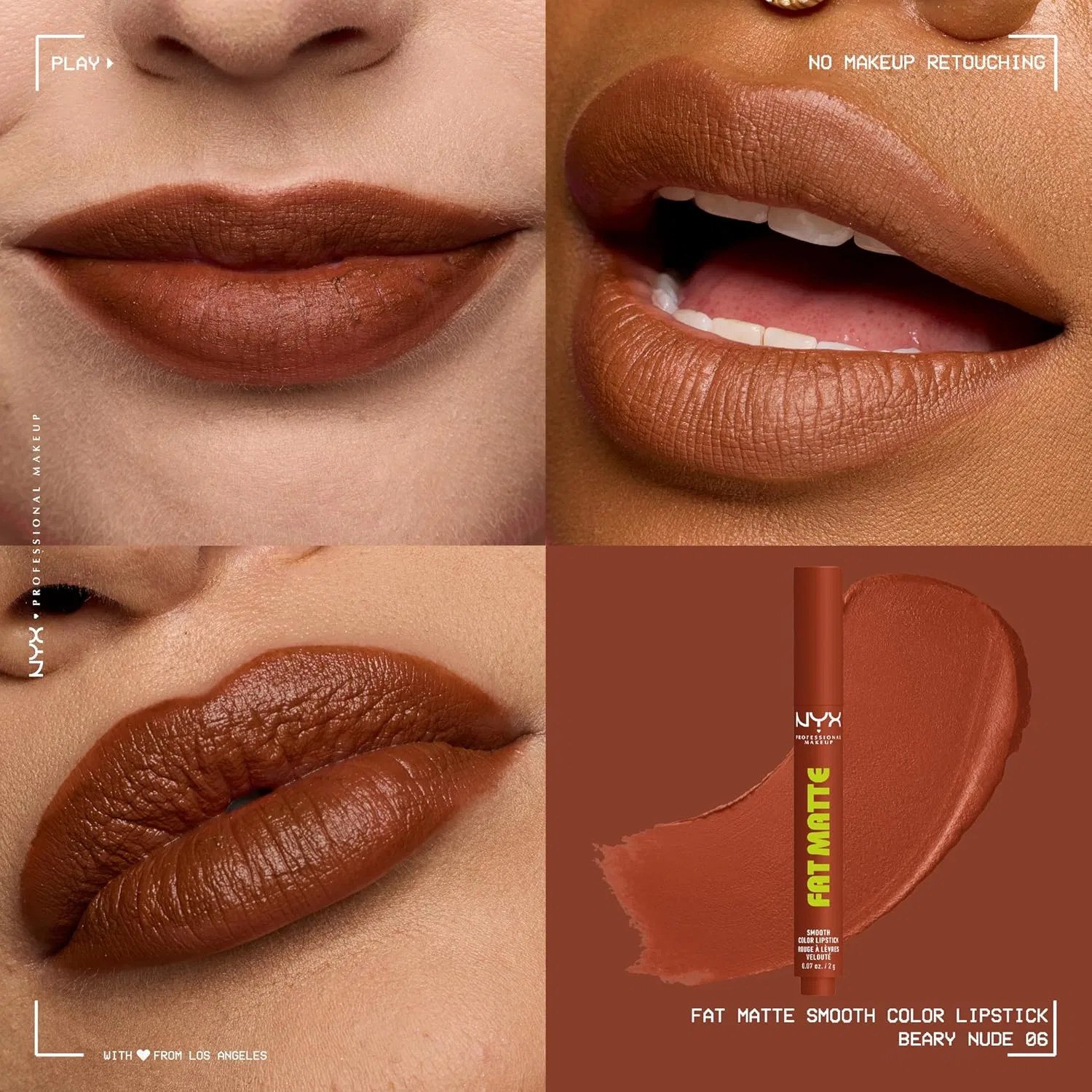 Матовая помада «Fat Matte Smooth Colour Lipstick» от NYX Professional Makeup Nyx Professional Makeup, Beary Nude — фото 4