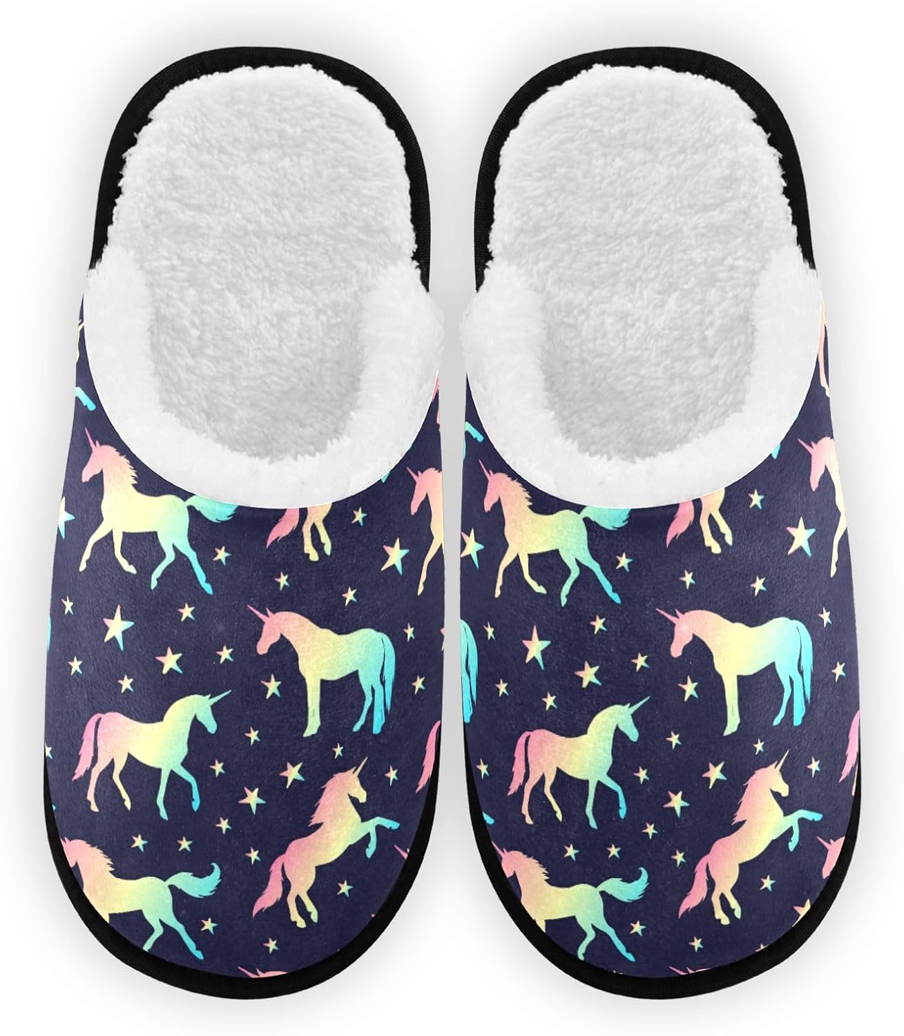 

Тапочки для женщин и мужчин, домашние тапочки с мемори-пенной стелькой, нескользящие для улицы и дома, зимние тапочки для спальни Glaphy, Unicorn