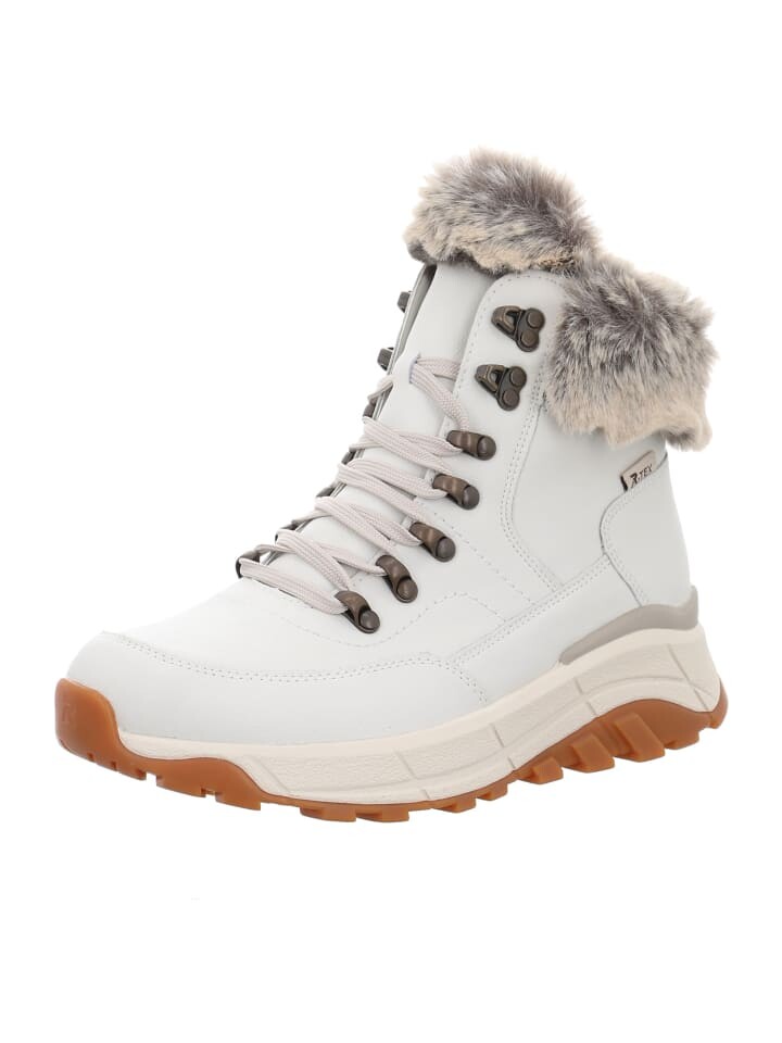 Ботинки женские Rieker Stiefeletten с мехом и шнуровкой, белый