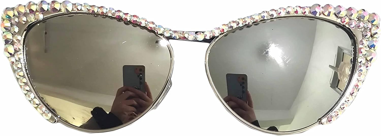 

Солнцезащитные очки Willochra в маленькой оправе «кошачий глаз» с кристальной оправой и блестящими бриллиантами для женщин, винтажные, со стразами, для вечеринки, Silver