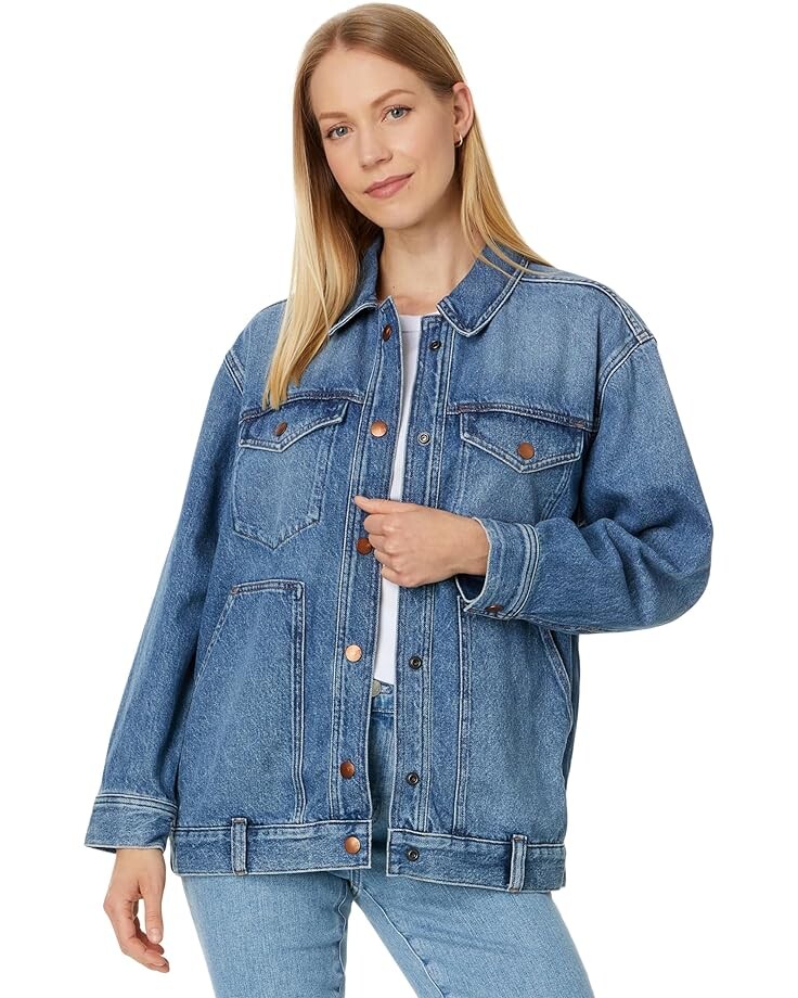 

Куртка Madewell The Oversized Trucker Jean in Sentell Wash: Snap-Front Edition, цвет Sentell Wash